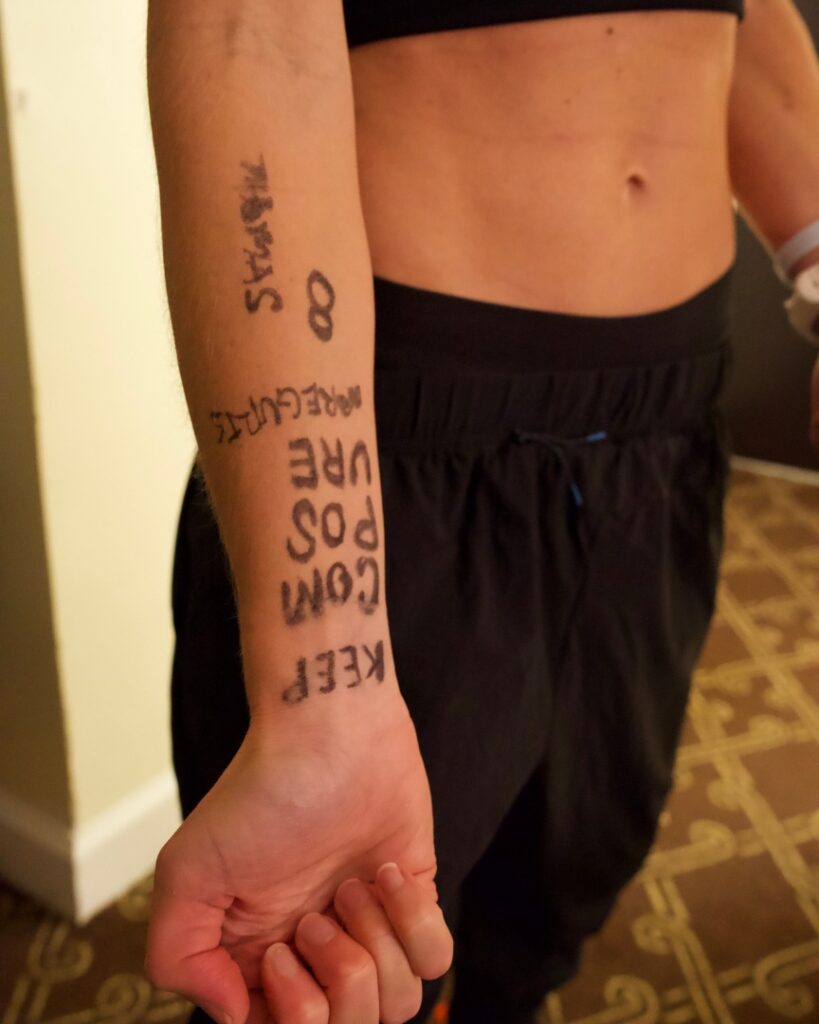 words written on arm