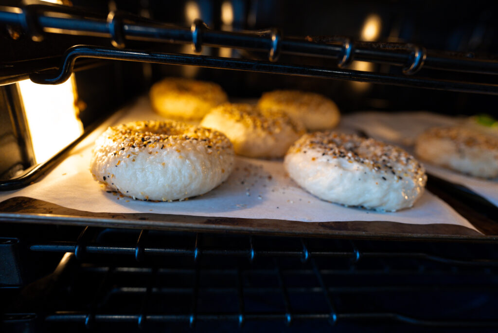 bagels in oven