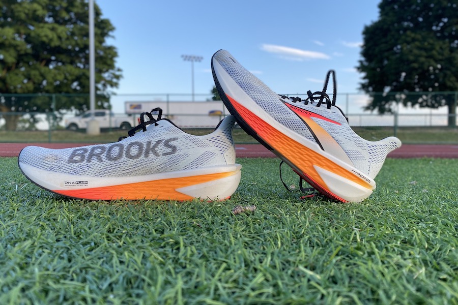 brooks running shoes in grass